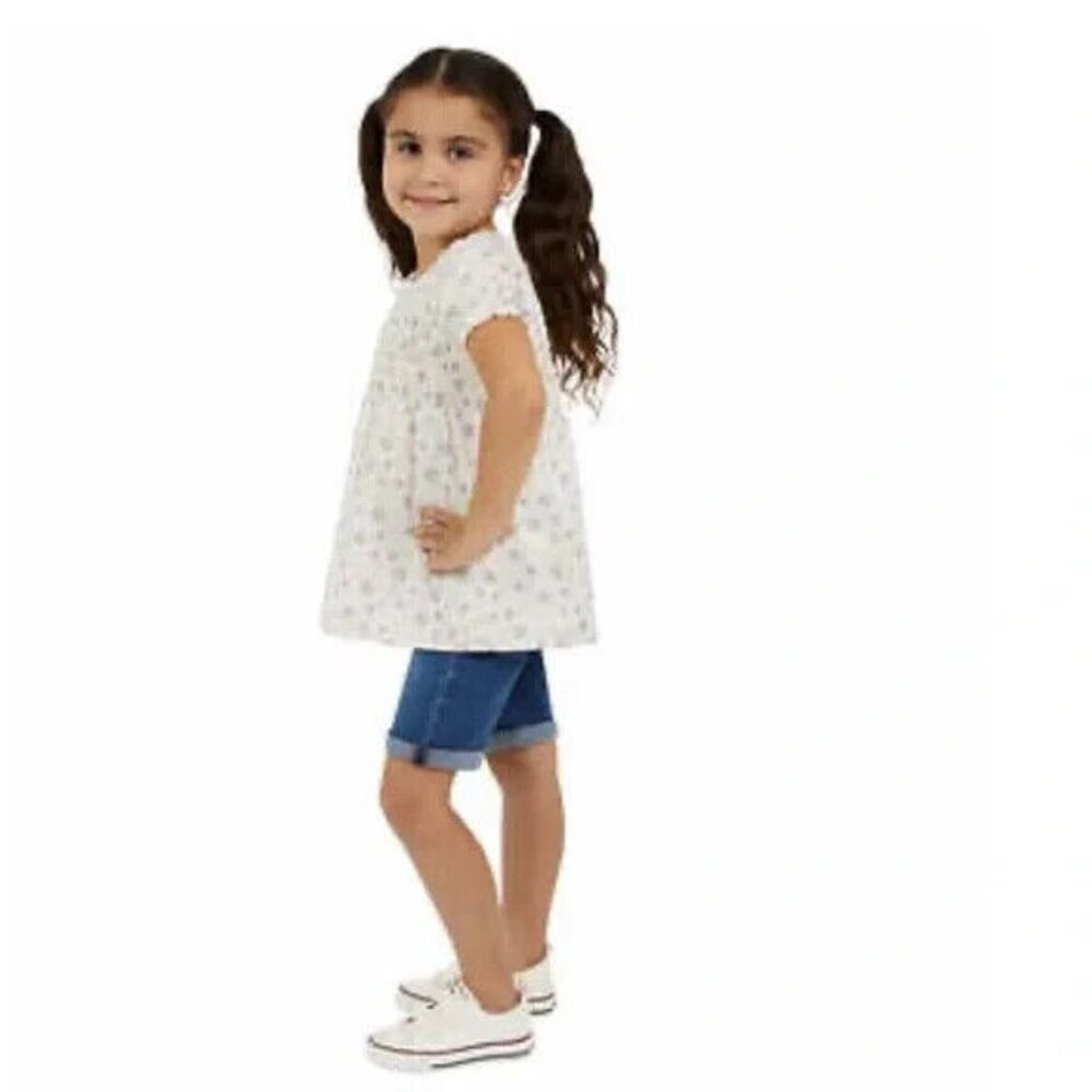 Koala Kids Toddler Girls Size 3T Denim Shorts White Floral Top 2 Piece Set NWT